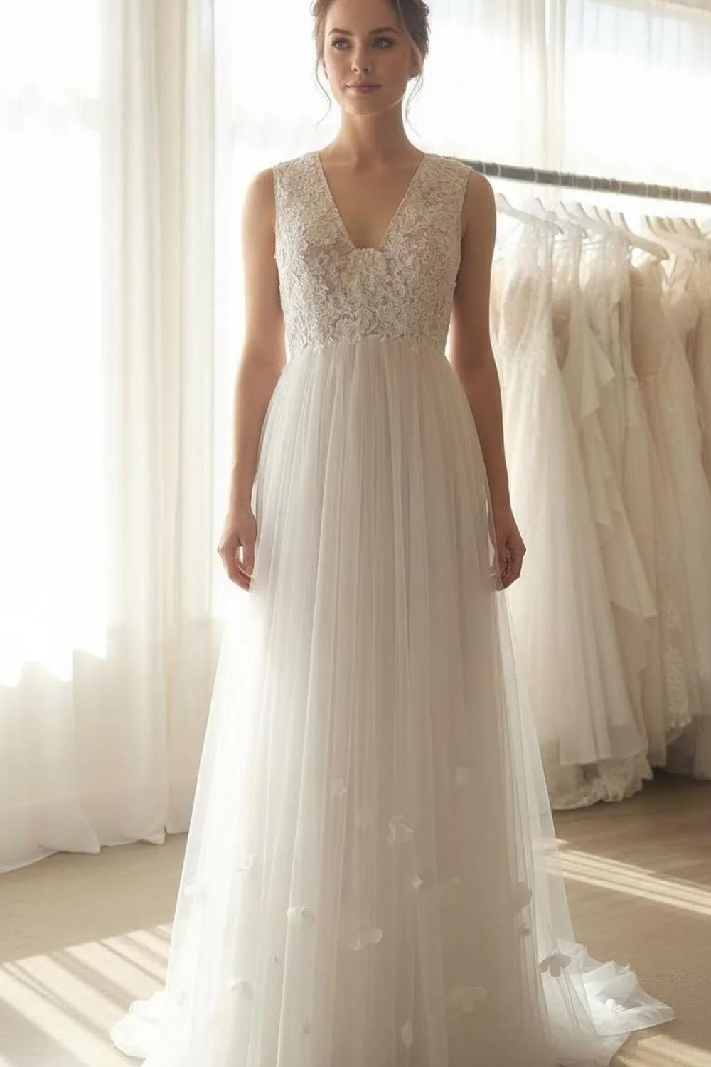 romantic A-line wedding gown