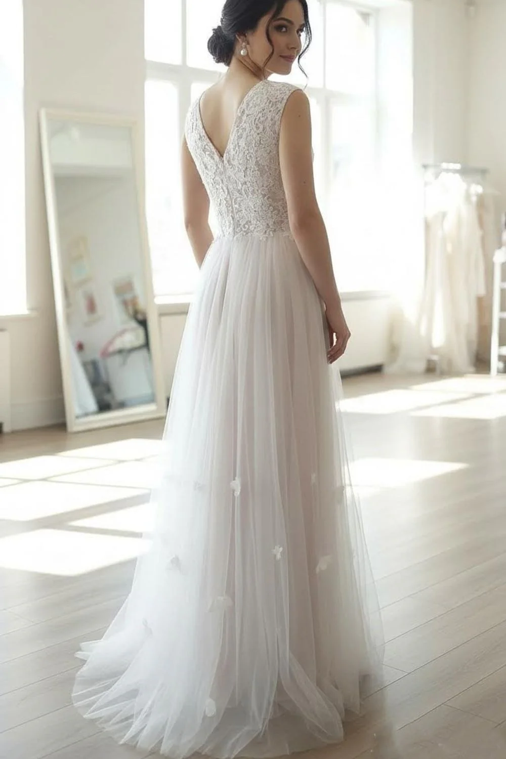 romantic A-line wedding gown - Image 2