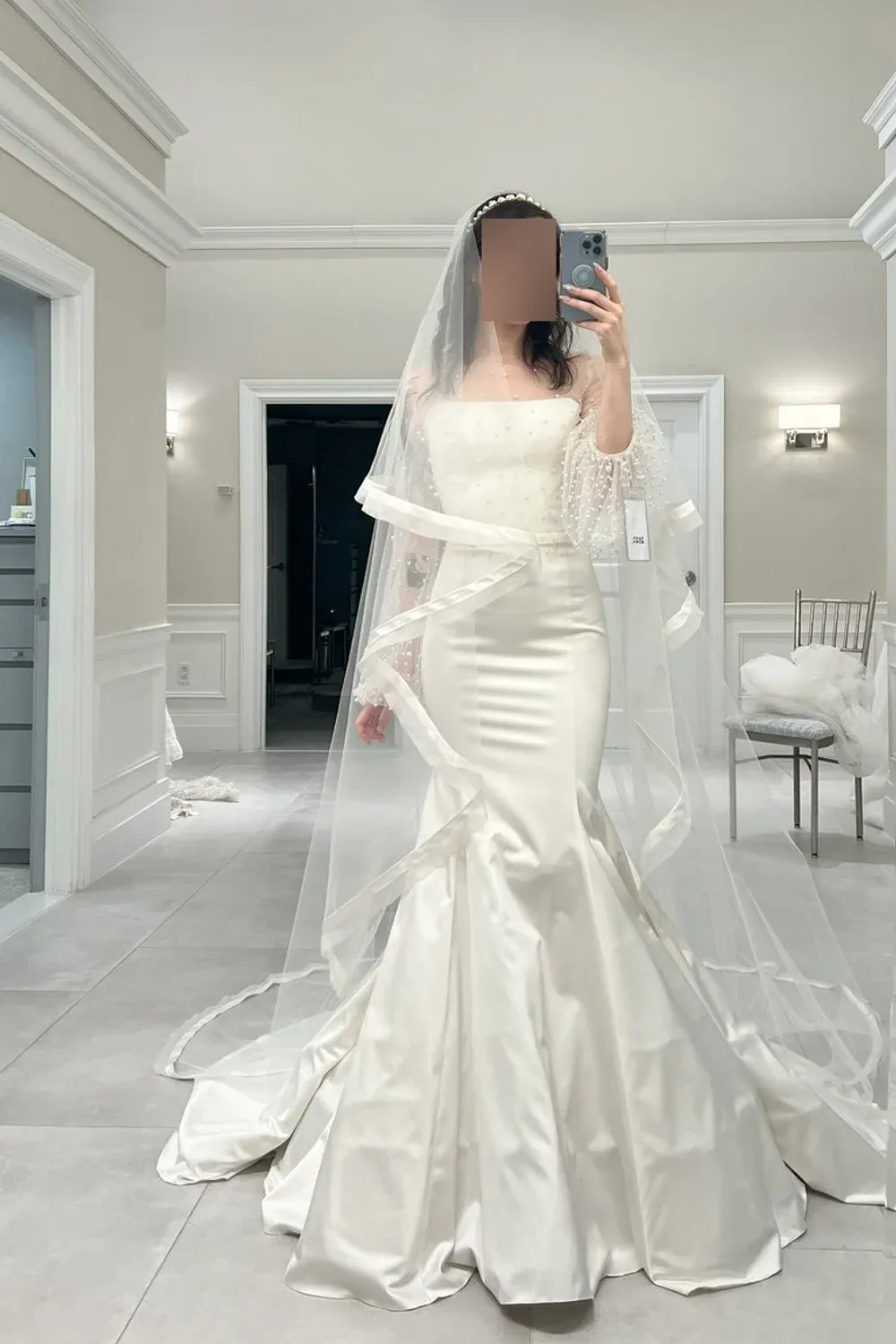 14911 with Overlay Top, Veil, and Headpiece - Image 3