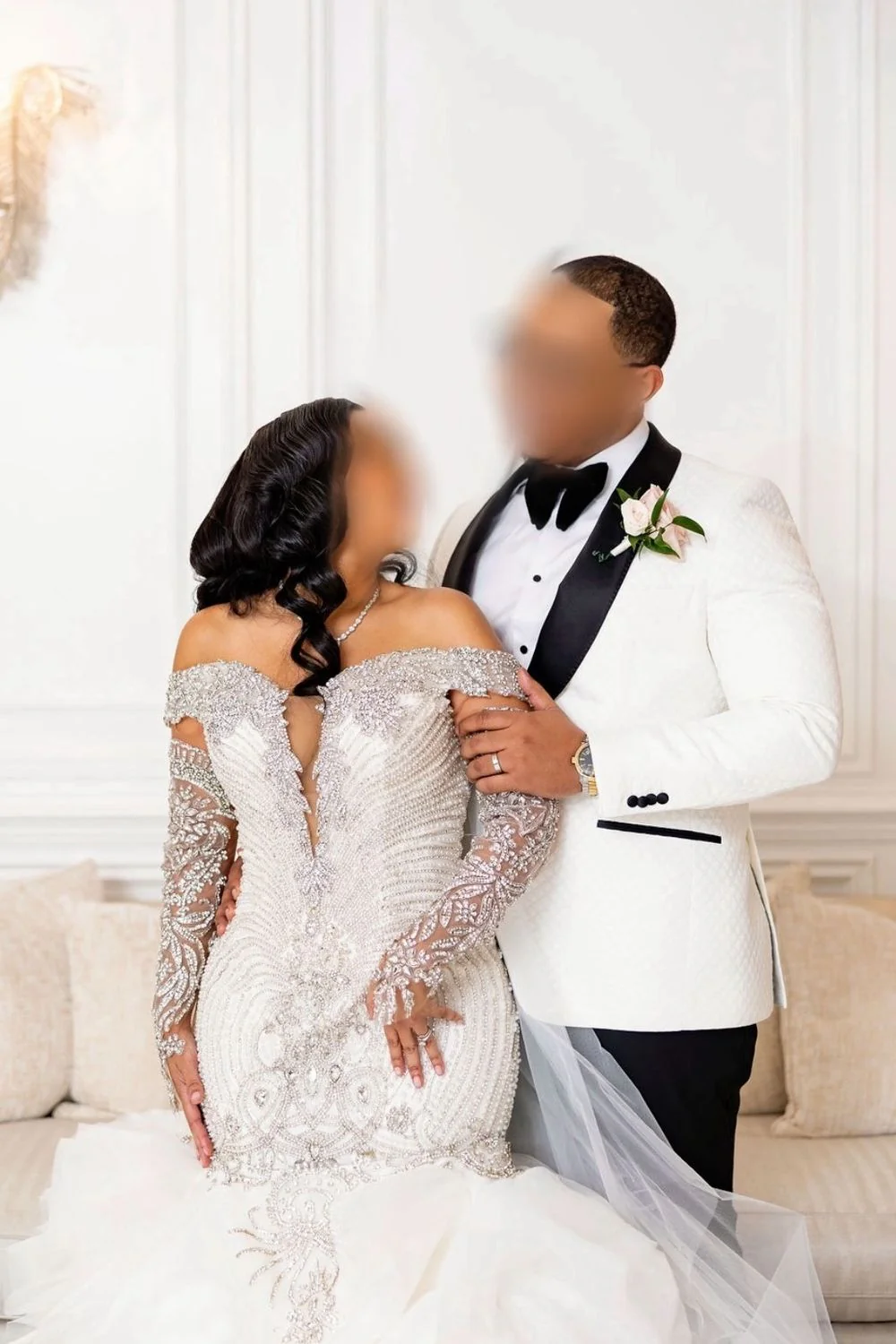 6044 Custom Made Iris with Overskirt and Veil - Image 4