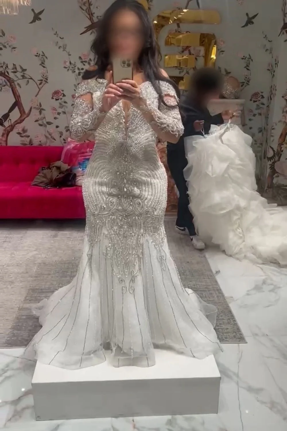 6044 Custom Made Iris with Overskirt and Veil - Image 5