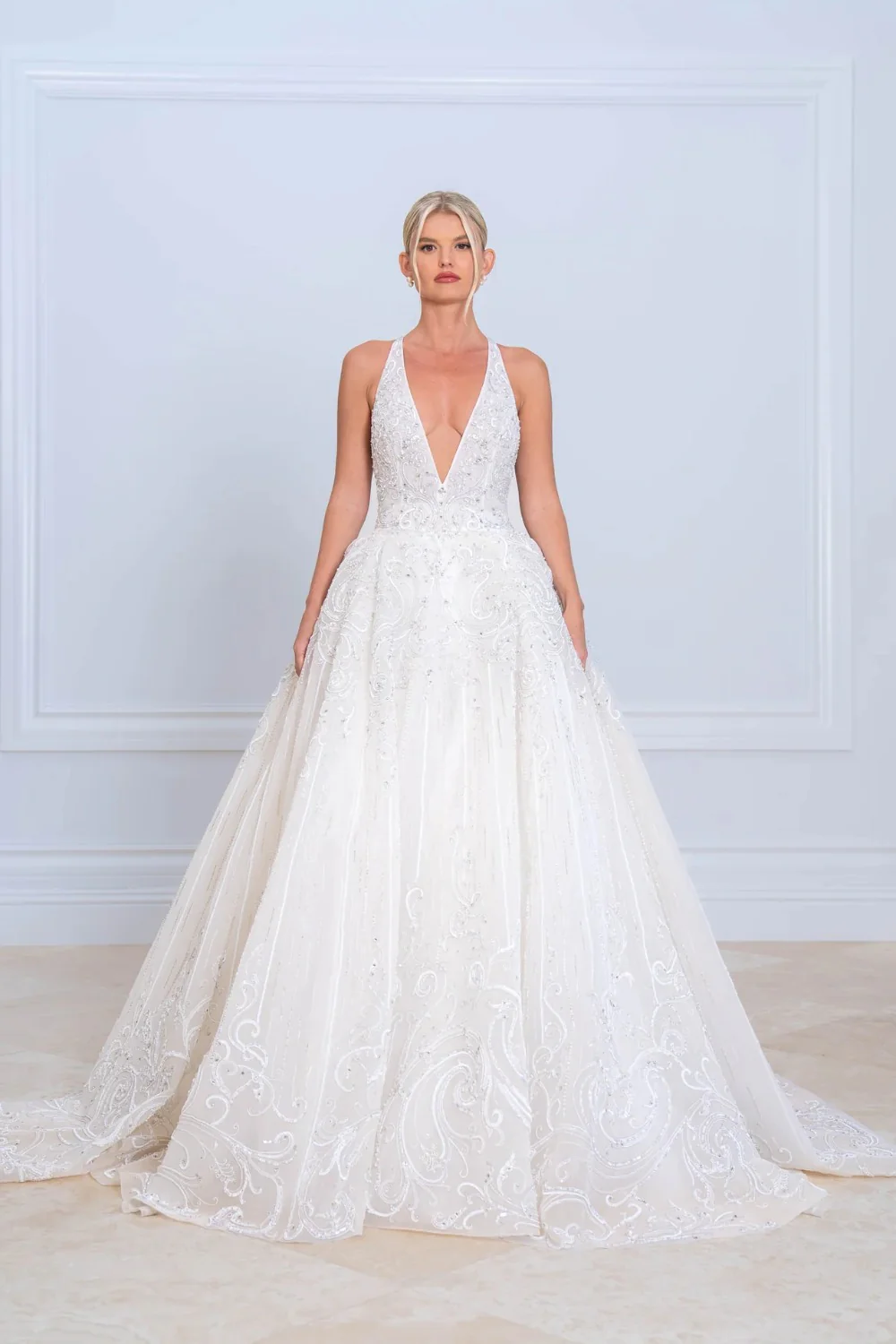 Beaded Plunge Neckline