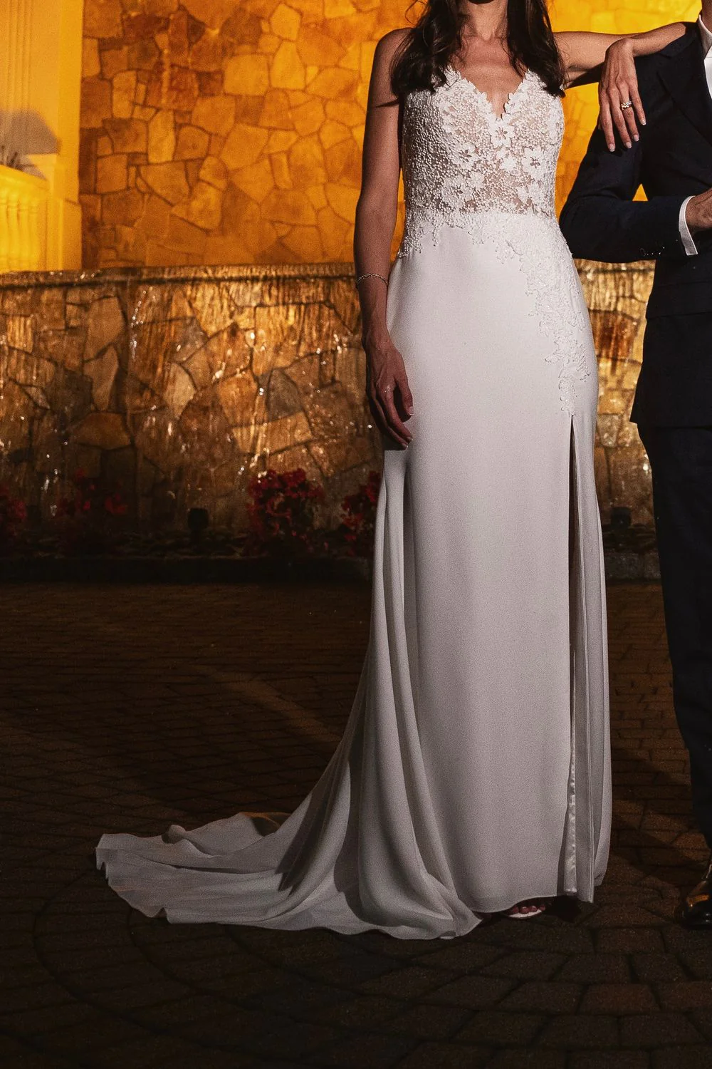 Beautiful Lace & Crepe Mermaid Gown - Image 2