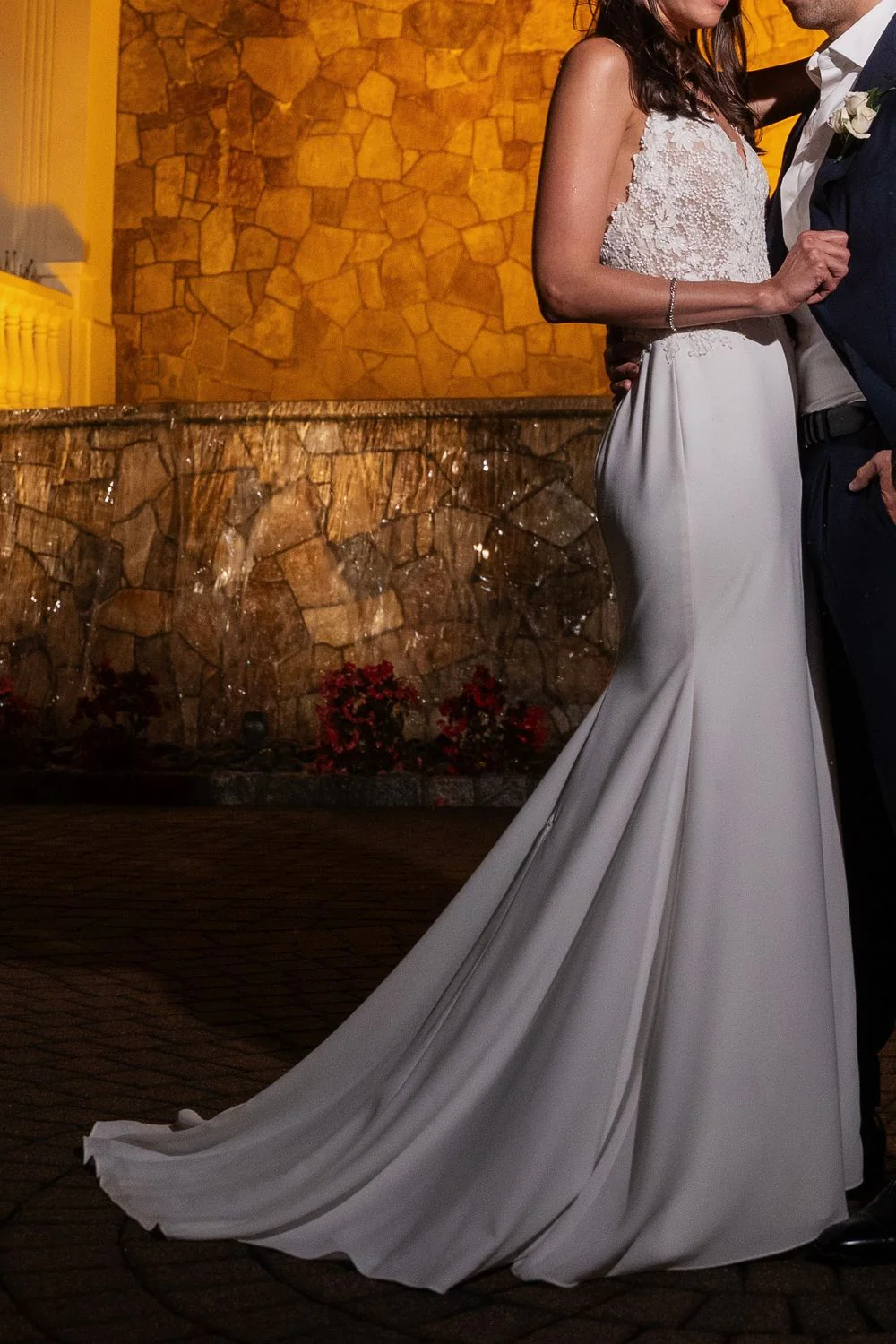 Beautiful Lace & Crepe Mermaid Gown - Image 3