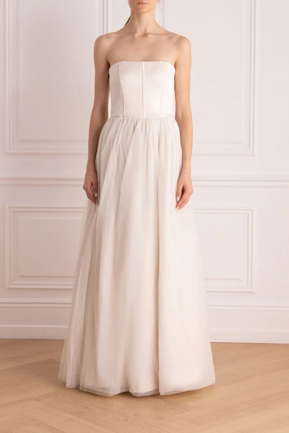 Silk Dress with Full Tulle Skirt