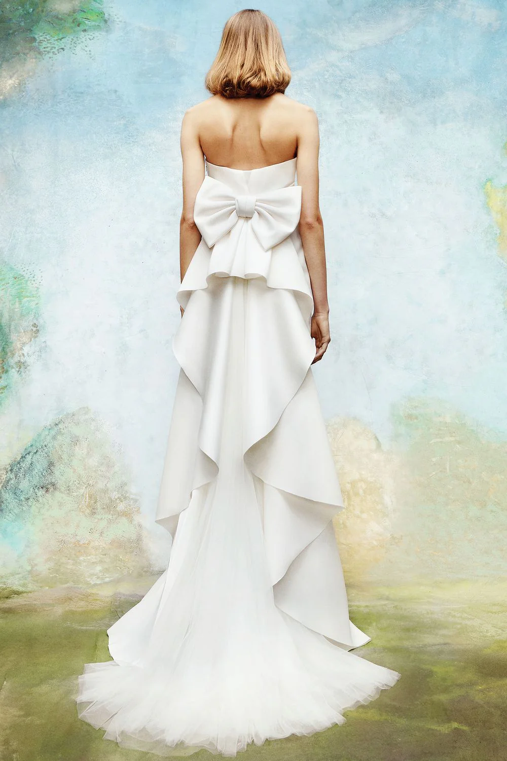 CASCADING BACK VOLANT BOW DRESS - Image 2