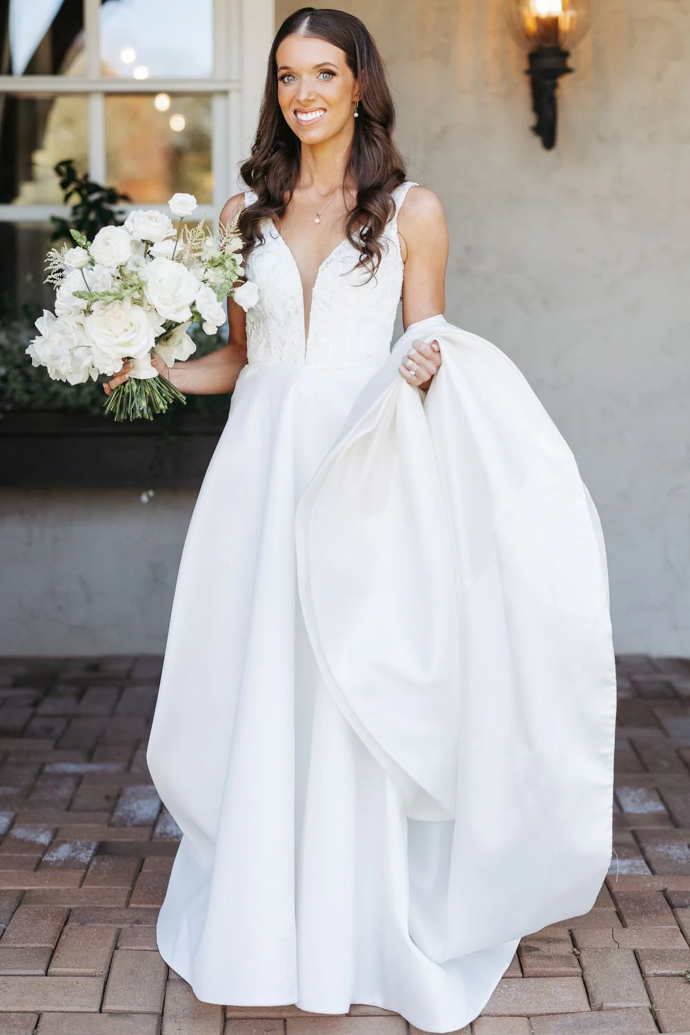 Custom Classic Deep-V Neck Lace Dress - Image 5