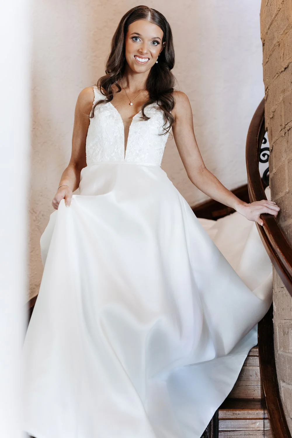 Custom Classic Deep-V Neck Lace Dress - Image 7