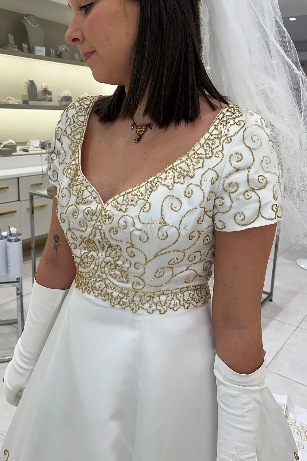 Custom Ballgown with Gloves, veil and Petticoat