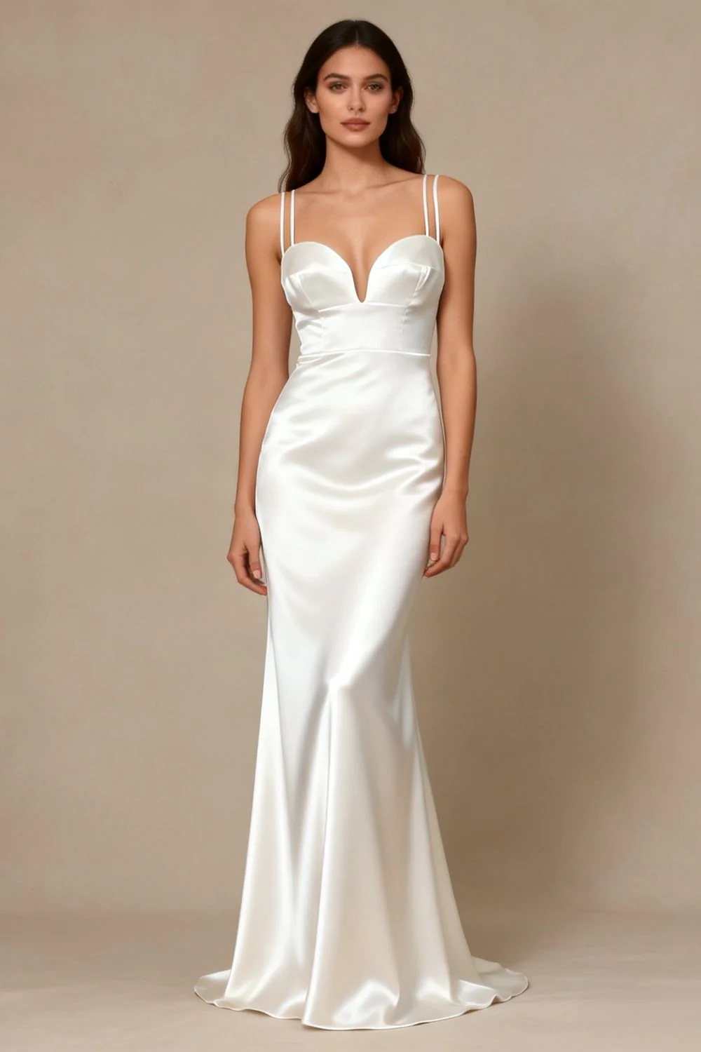 Elegant White Satin Gown
