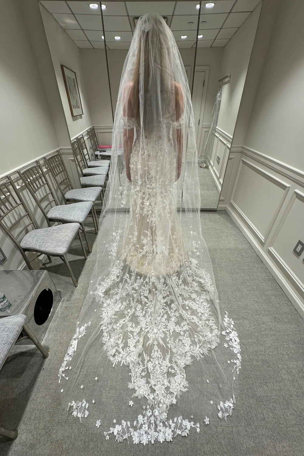Farrah with Veil (Bel Aire Bridal Veil V7440C) - Image 3
