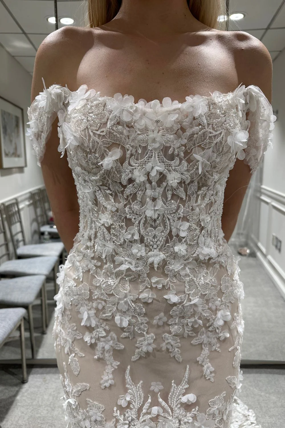 Farrah with Veil (Bel Aire Bridal Veil V7440C) - Image 4