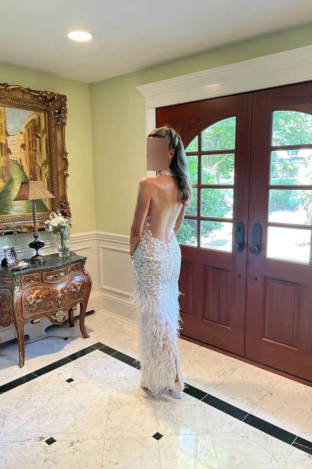 Feathered, mermaid, body hugging dress - Image 8