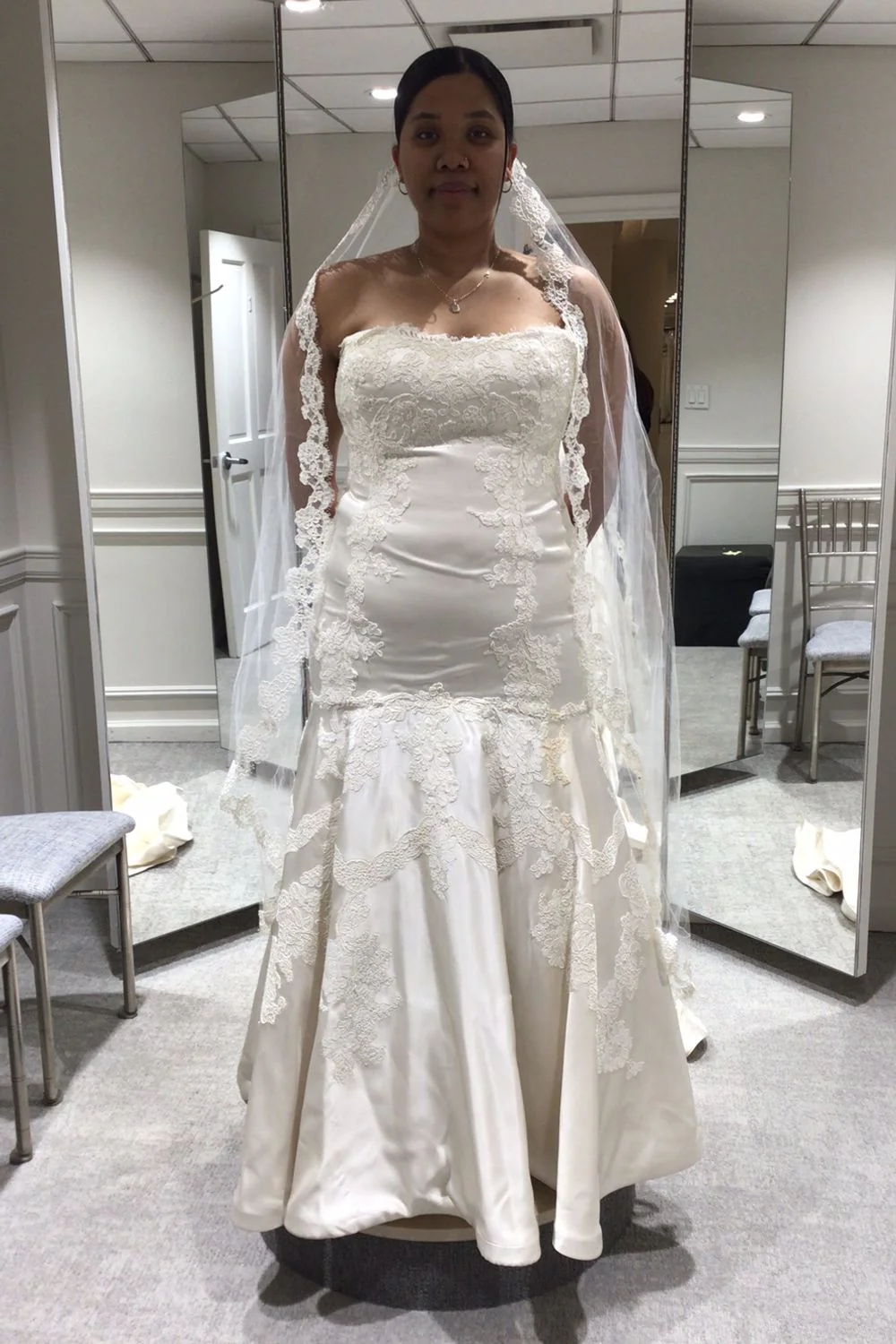 Fit and Flare Gown with Veil