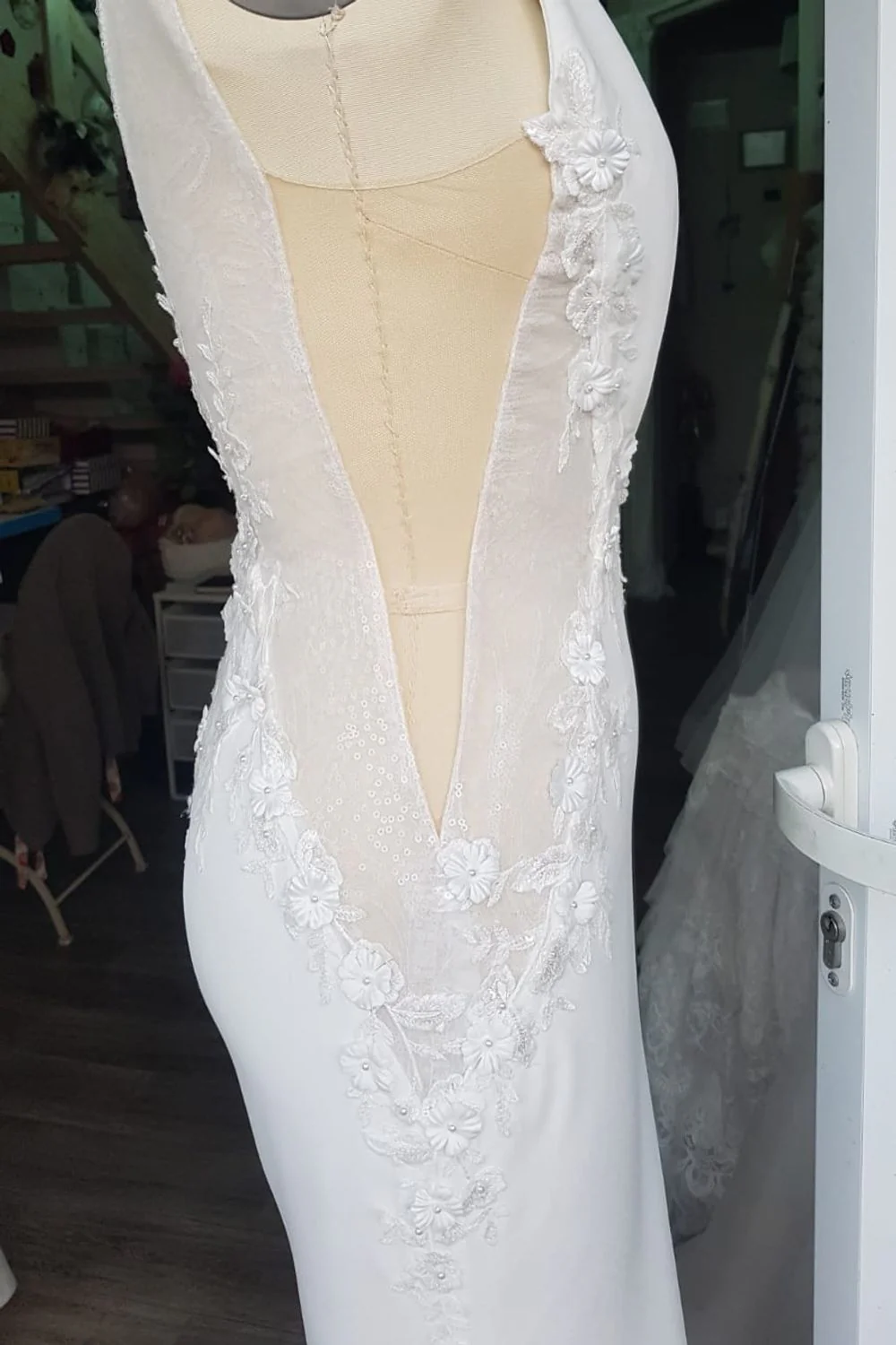 Fit and Flare Ivory Bridal Gown Size 10 - Image 5