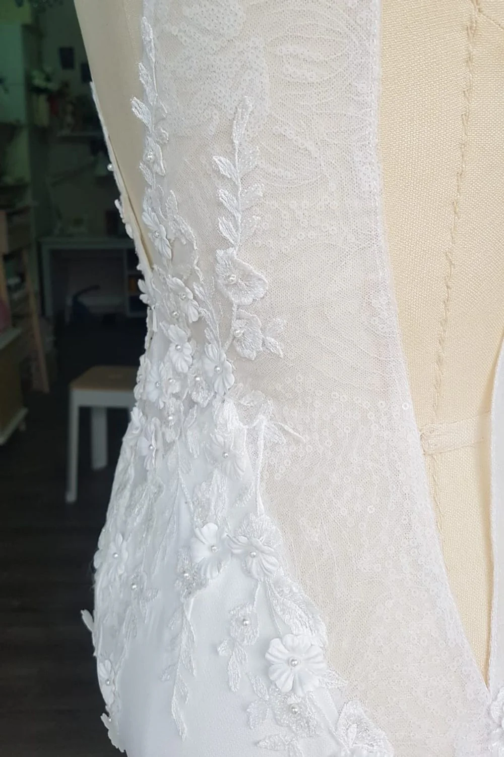 Fit and Flare Ivory Bridal Gown Size 8 - Image 5