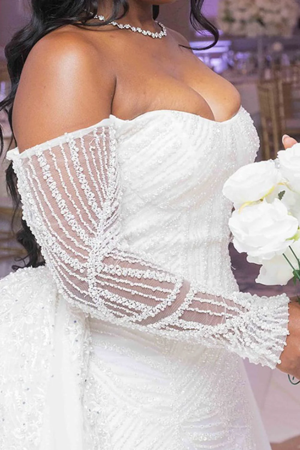Ese Azenabor Dress with Lace and Pearls and Skirt