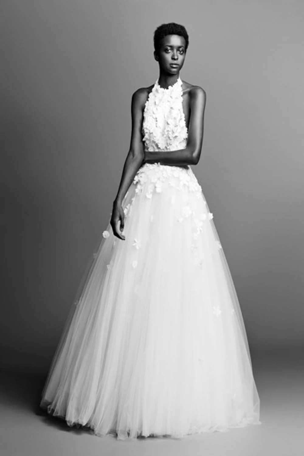 FLOWER APPLIQUÉ OPEN BACK GOWN