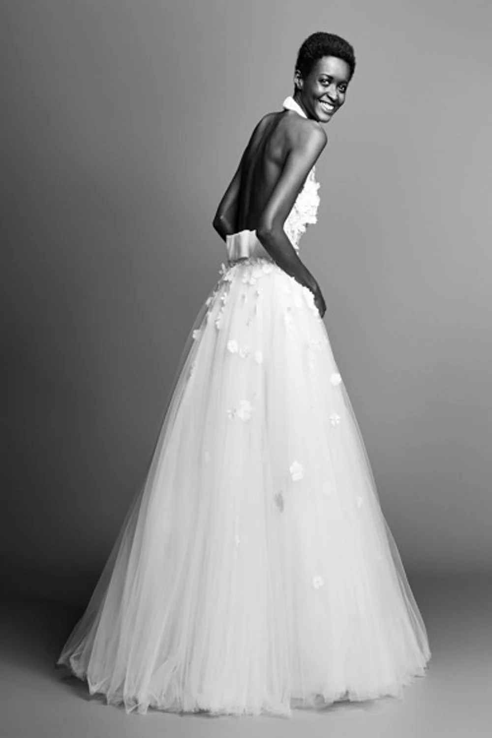 FLOWER APPLIQUÉ OPEN BACK GOWN - Image 2