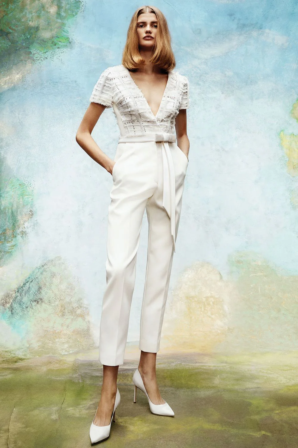FROSTED TWEED TAILORED JUMPSUIT