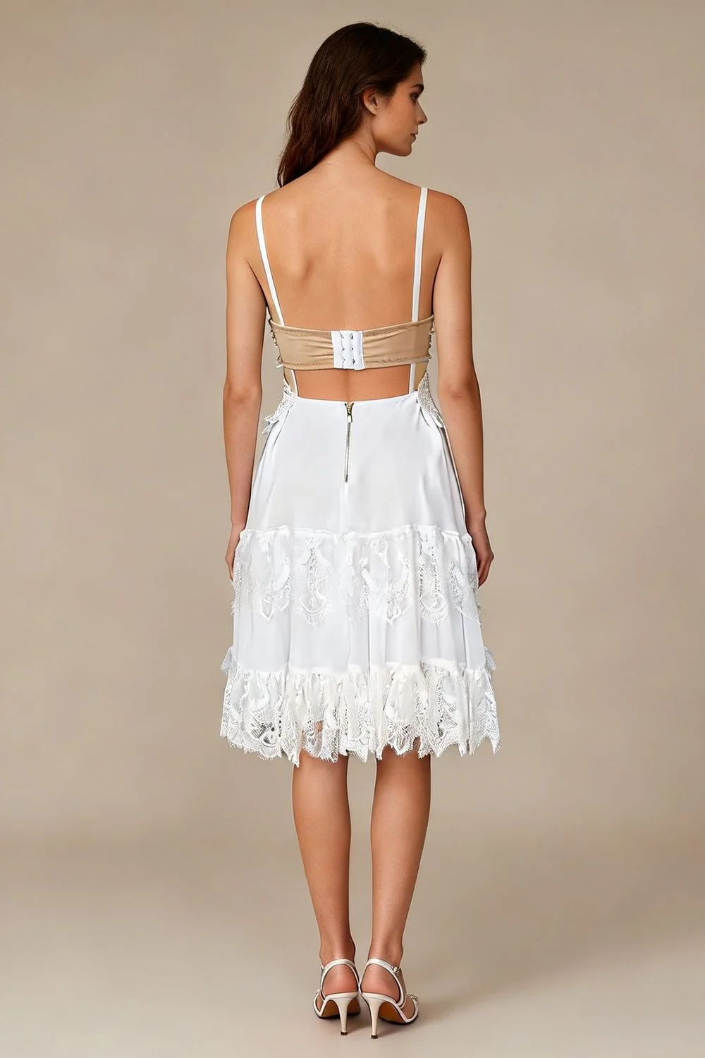 Lace Tiered Bridal Mini Dress For Sizes 4-6 - Image 2