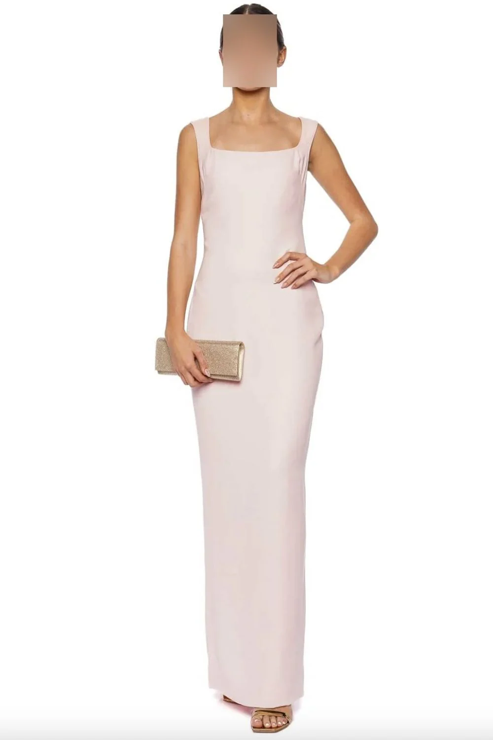 Pink Sleeveless Crepe Bow Gown