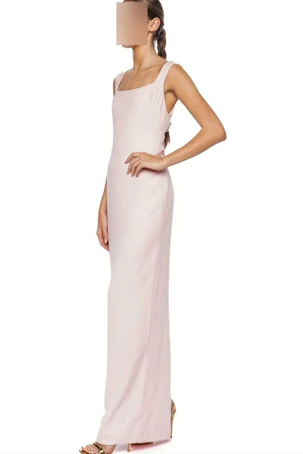 Pink Sleeveless Crepe Bow Gown - Image 2