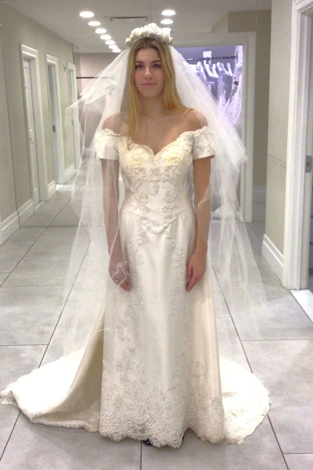 A-line Gown with Veil and Headpiece - Image 2