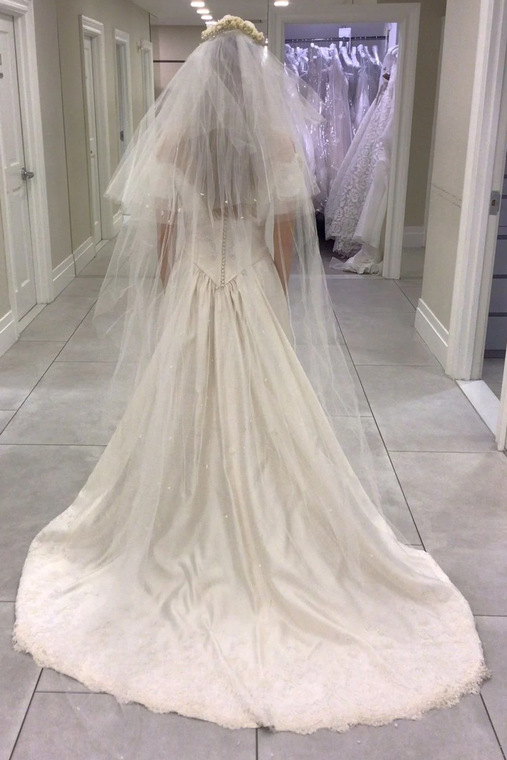 A-line Gown with Veil and Headpiece - Image 7