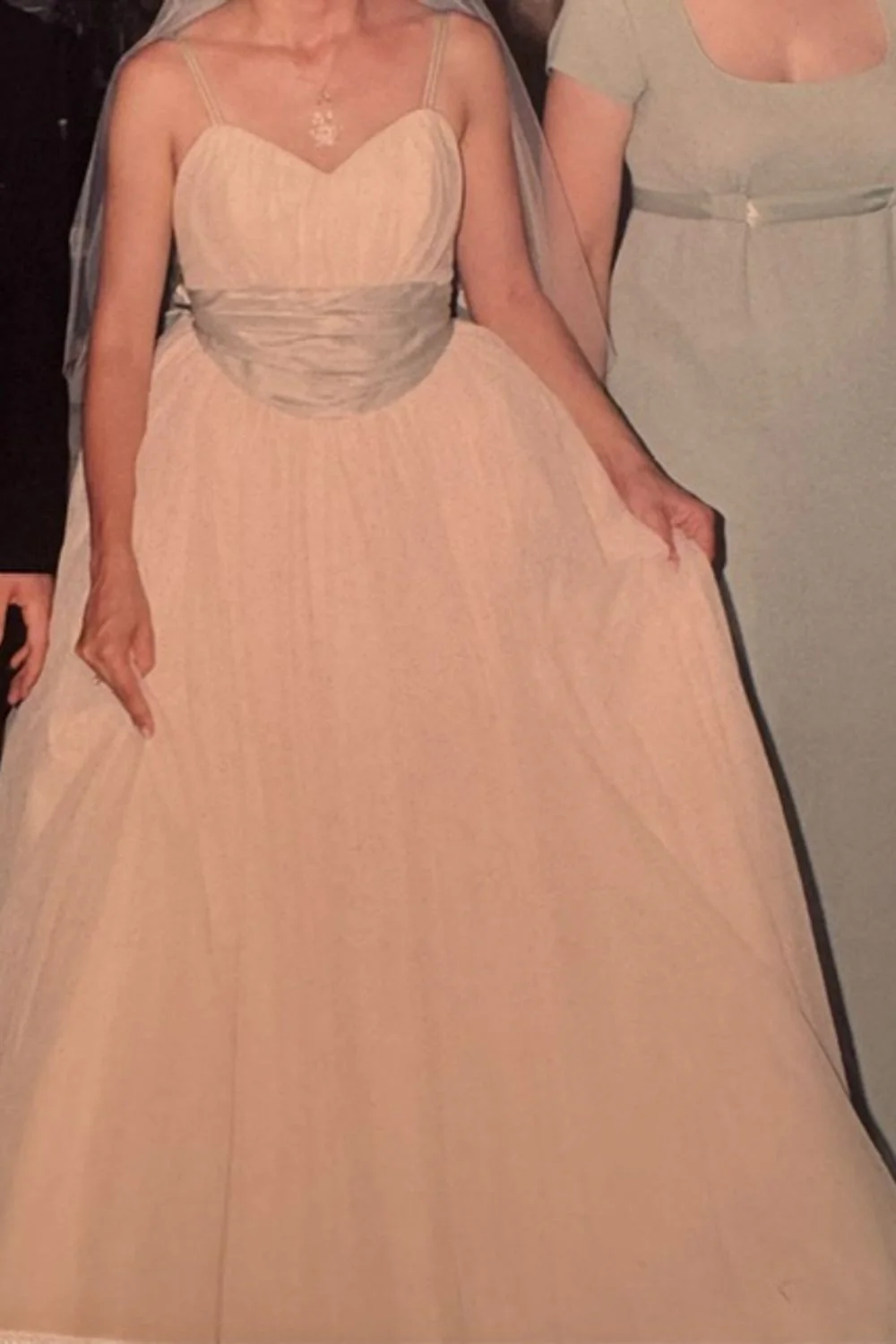 Romantic Blush Tulle W/ Veil and Hair Comb Roses - Image 4