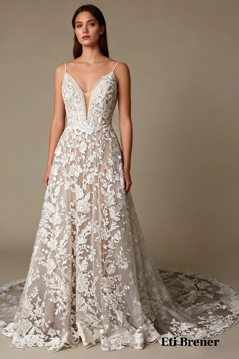 Romantic Lace Bridal Gown with Long Train