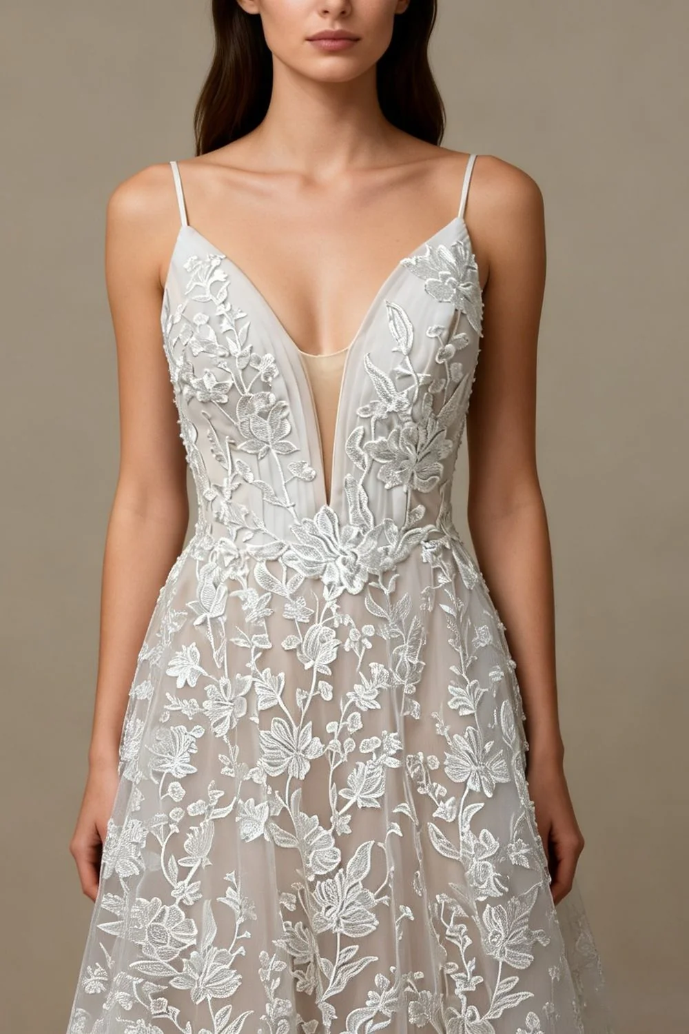 Romantic Lace Bridal Gown with Long Train - Image 2