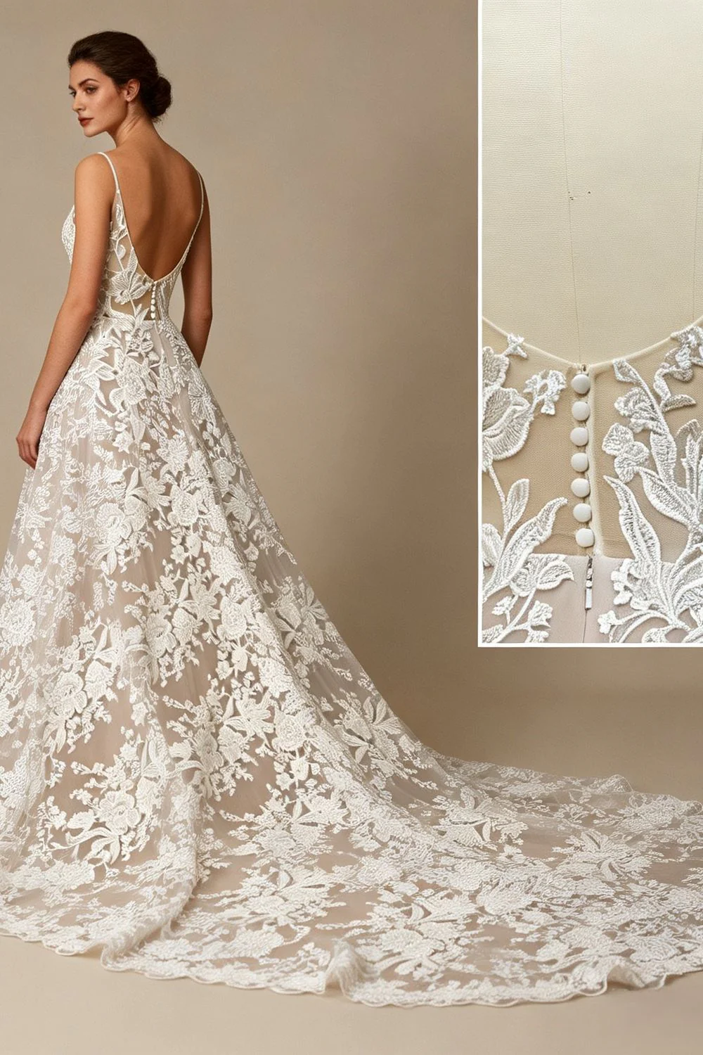 Romantic Lace Bridal Gown with Long Train - Image 5