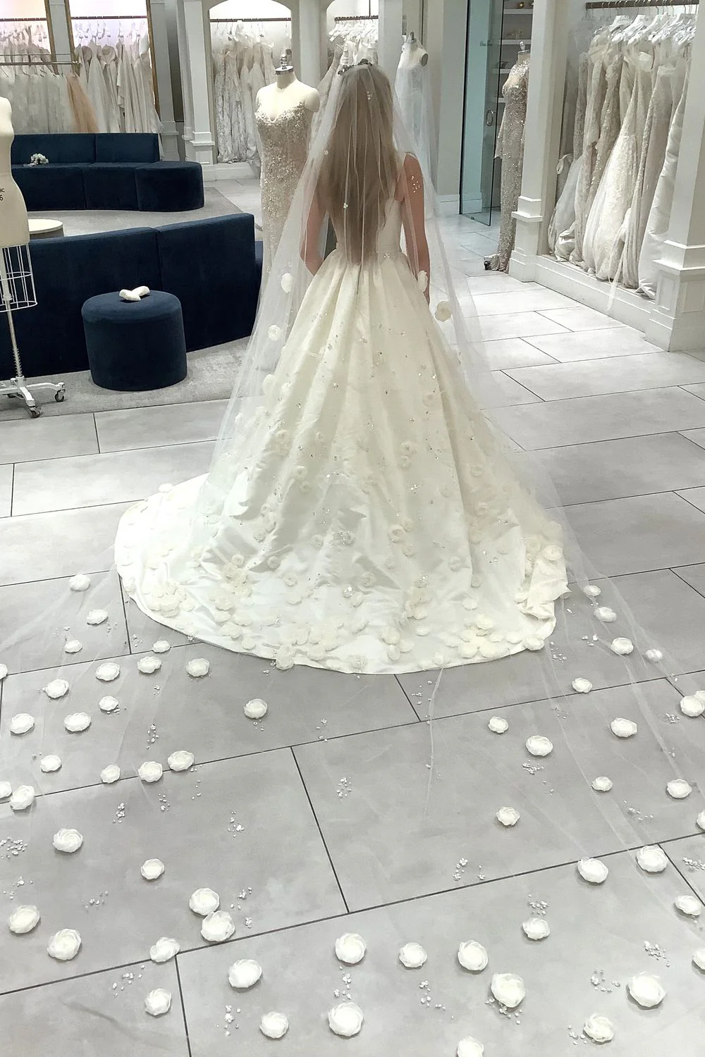 SE042 Custom Dress with Matching Veil - Image 10
