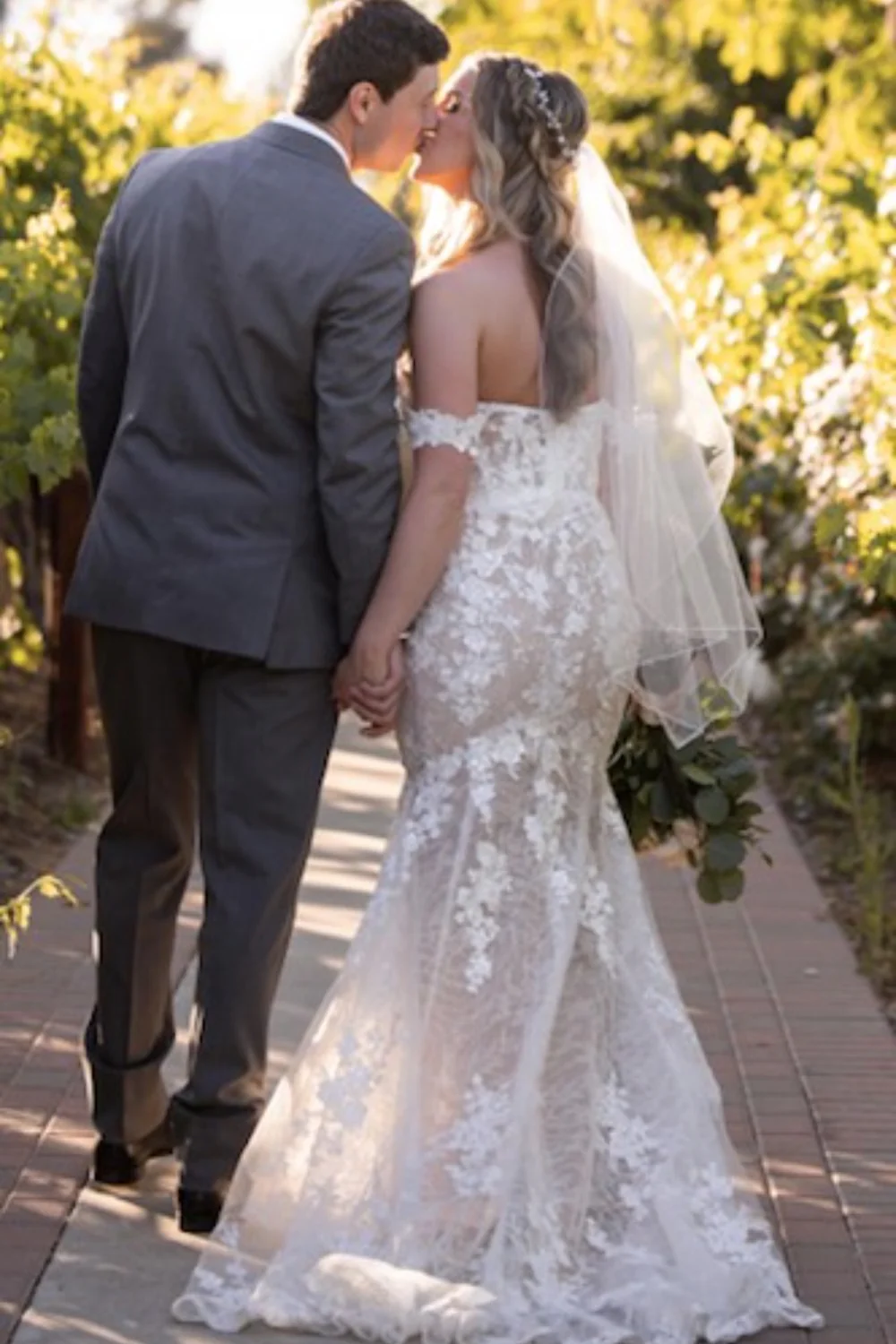 Gorgeous Ivory/Bisque, Fit & Flare Wedding Gown - Image 3