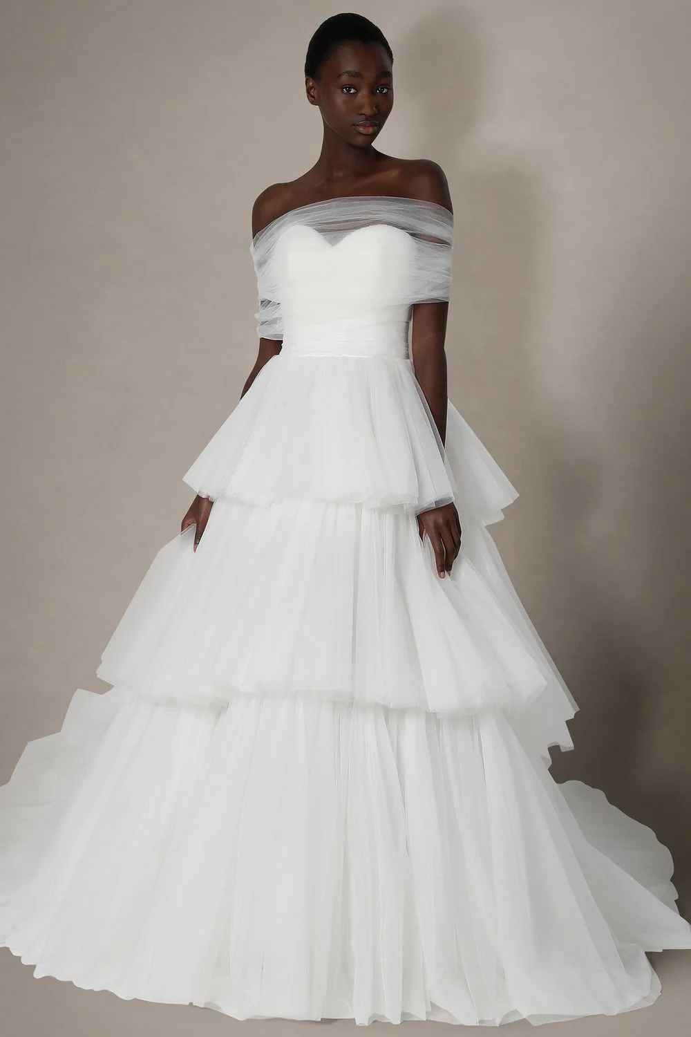 TIERED TULLE BALL GOWN