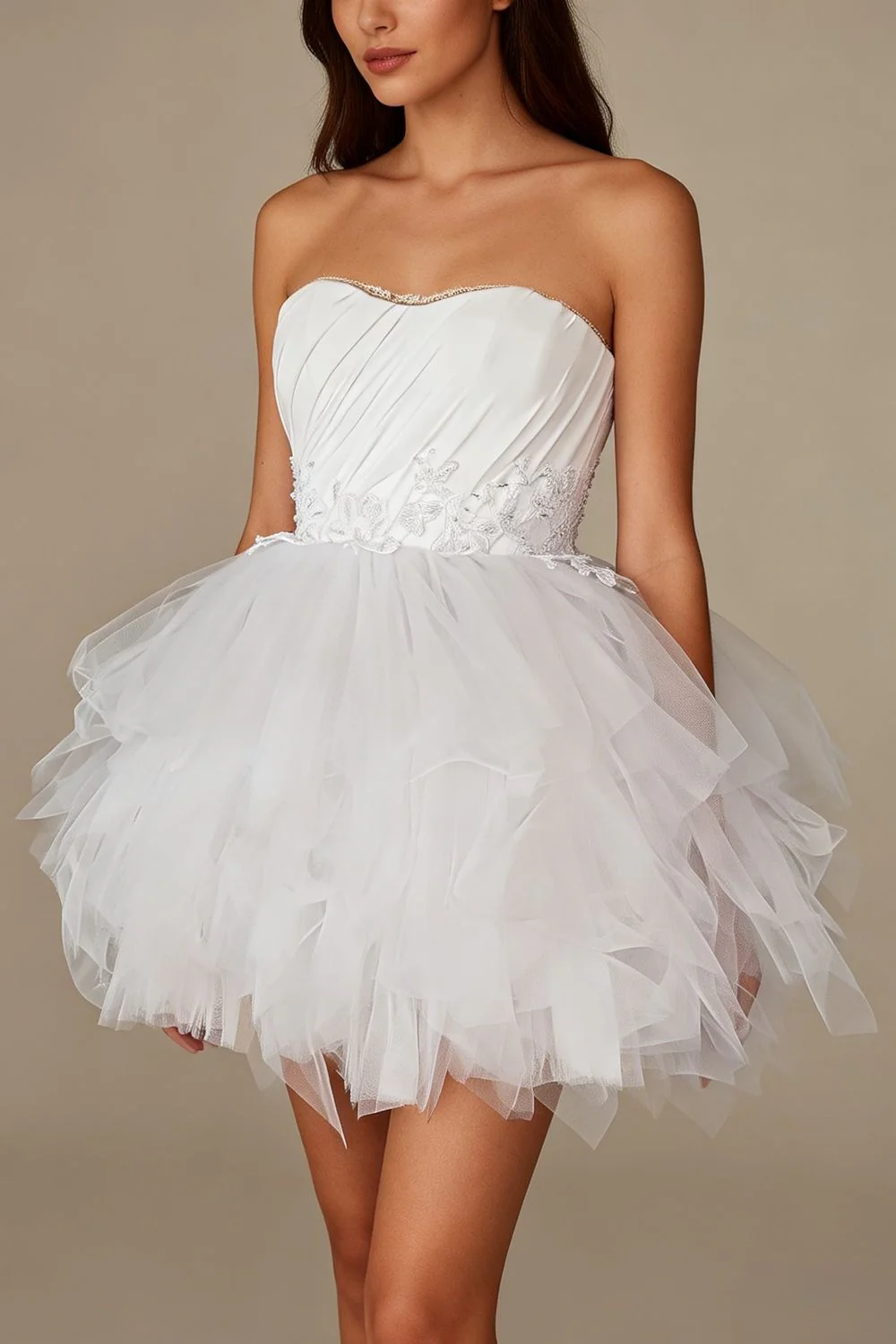 Tulle Corset Mini Bridal Dress