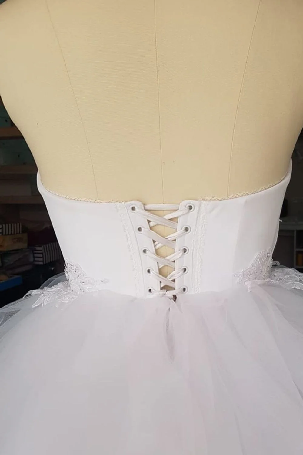 Tulle Corset Mini Bridal Dress - Image 5