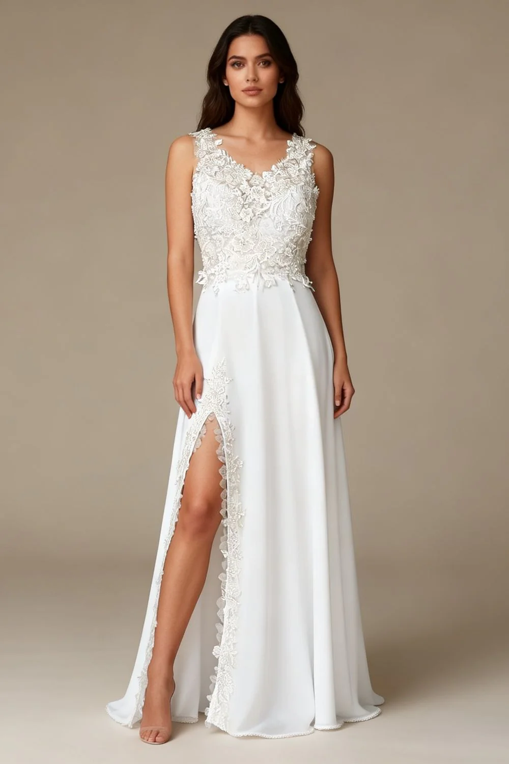 Two-Tone side slit Bridal Gown