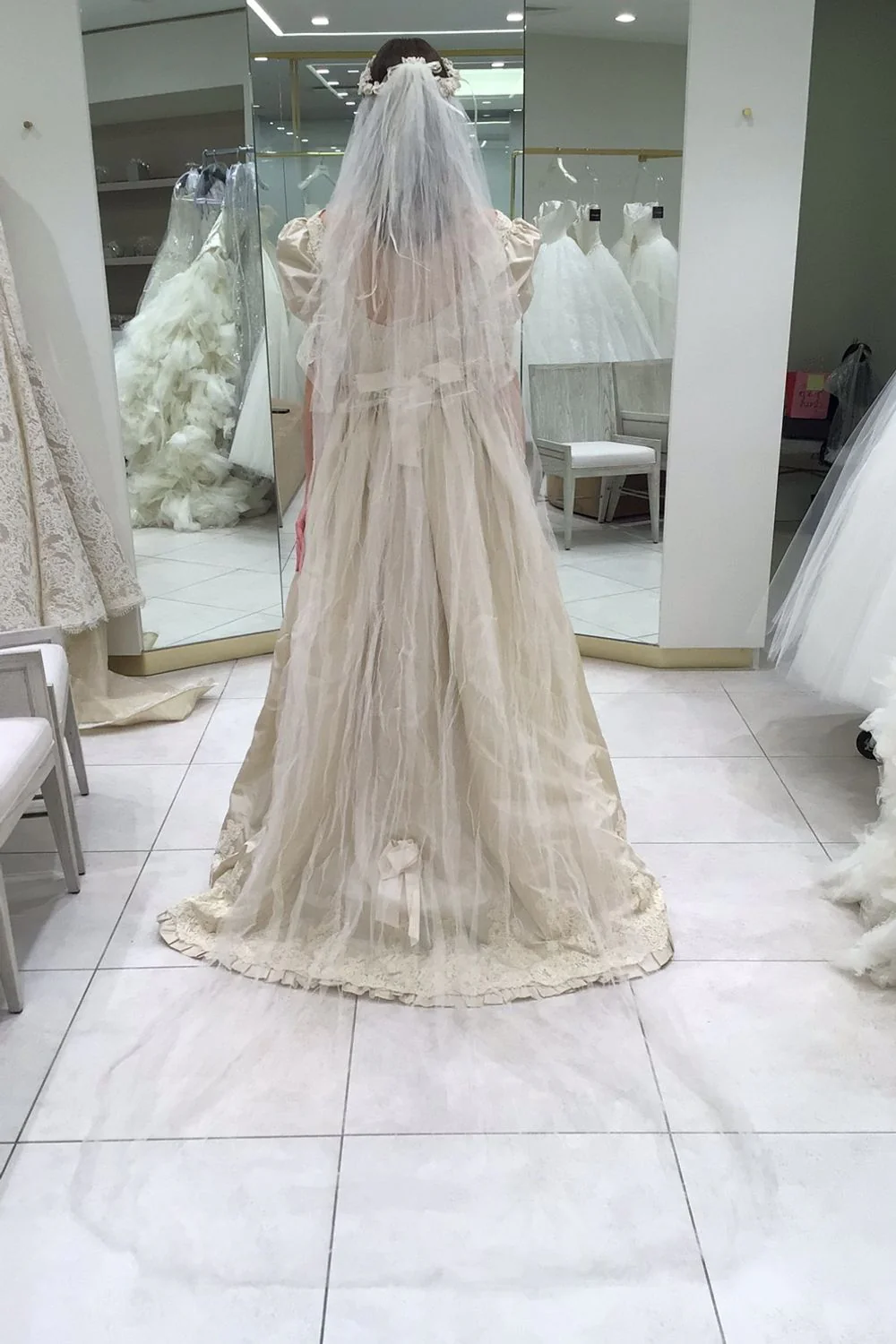 Vintage Ballgown Dress with Veil - Image 2