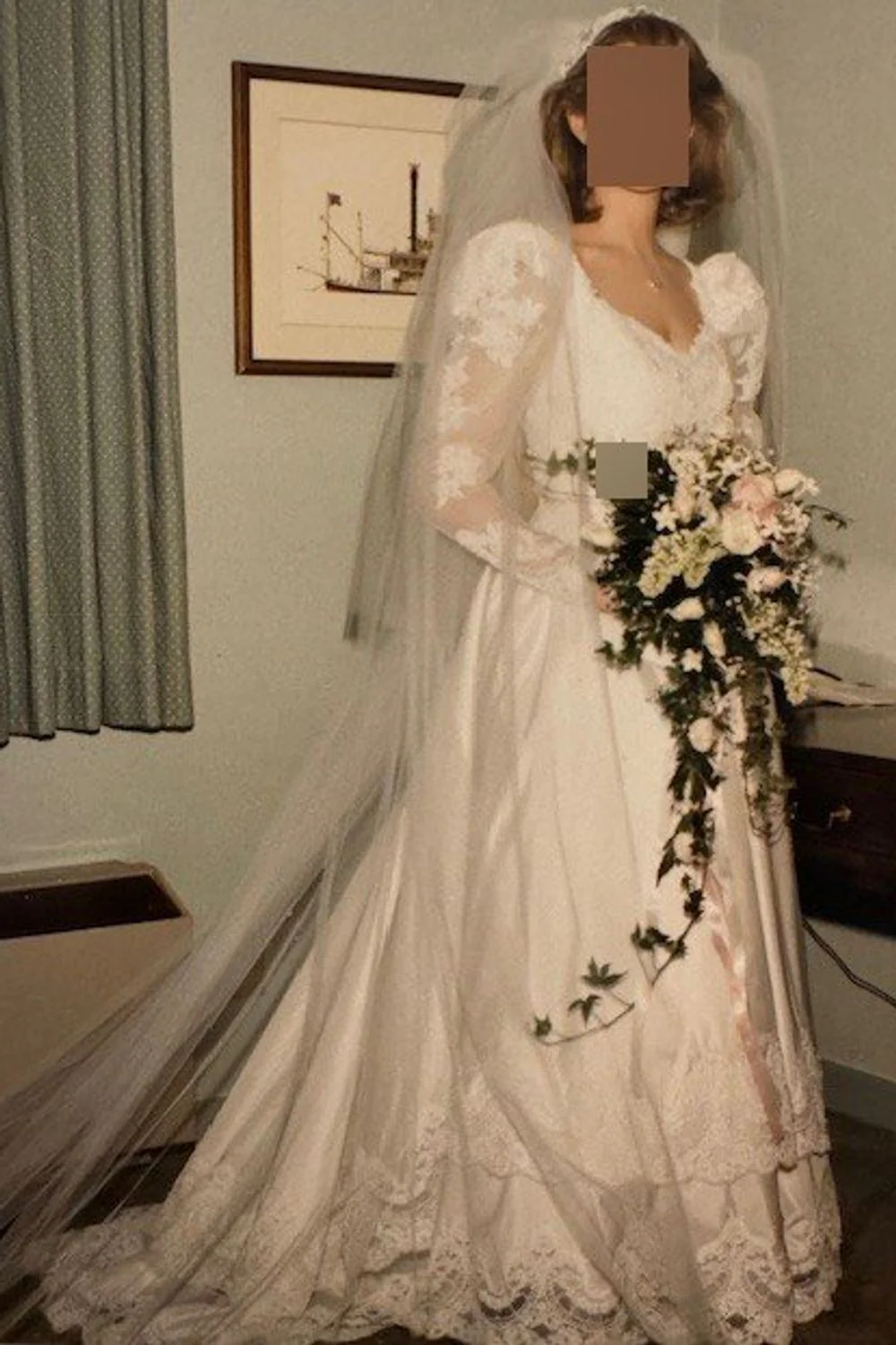 Vintage Custom Dress with Veil - Image 11