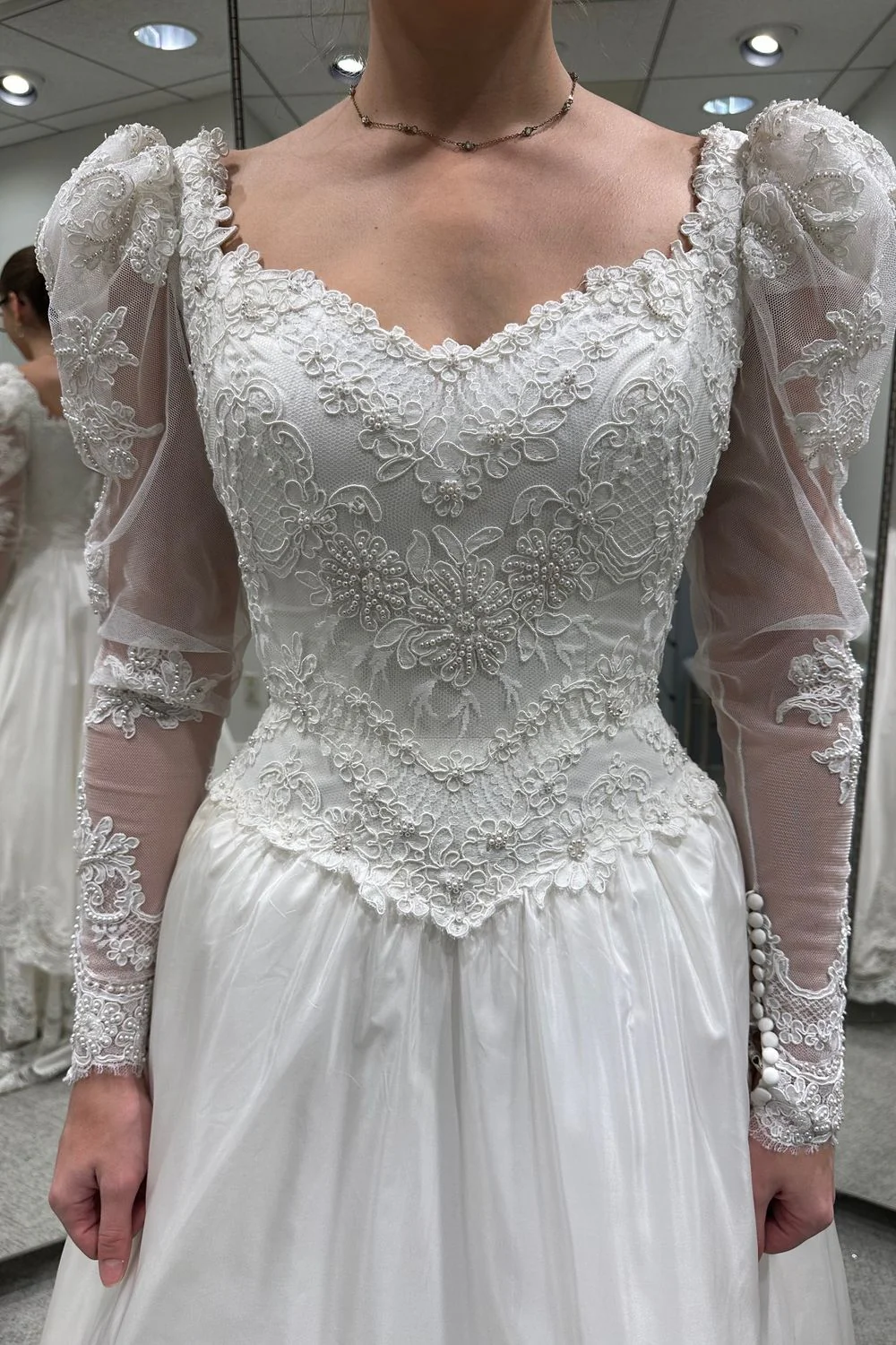 Vintage Custom Dress with Veil - Image 4
