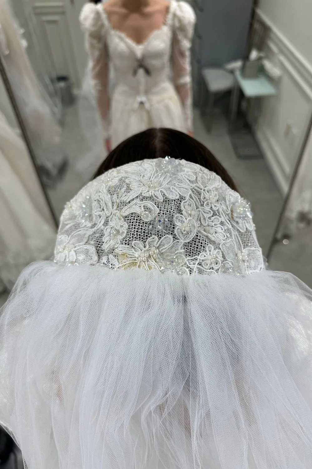 Vintage Custom Dress with Veil - Image 6