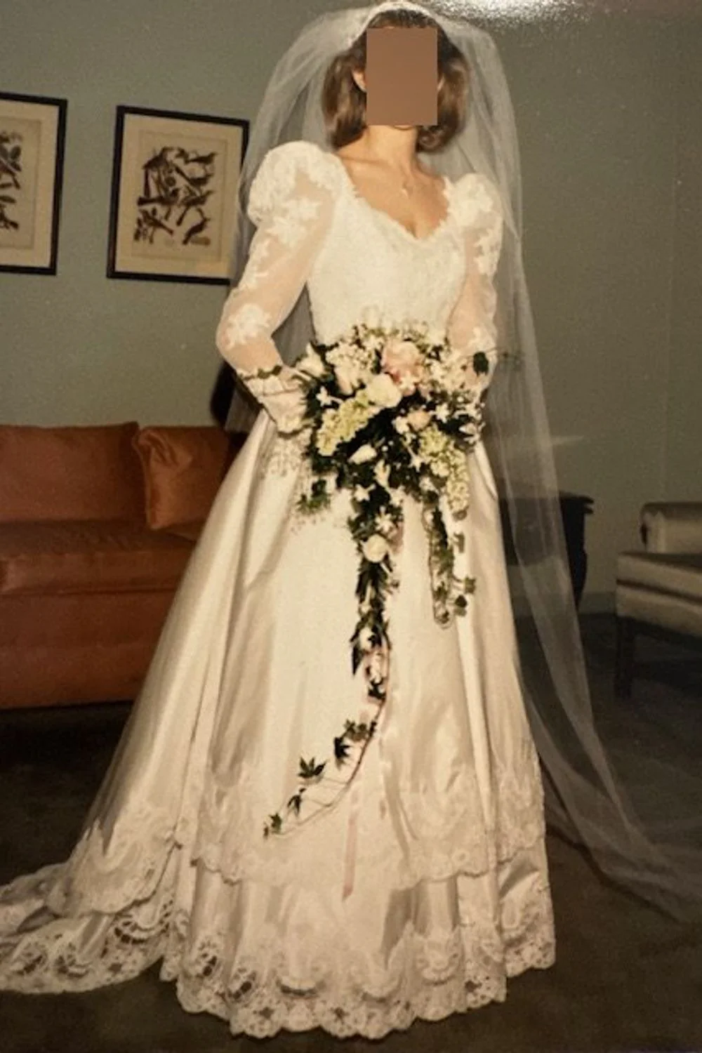 Vintage Custom Dress with Veil - Image 9