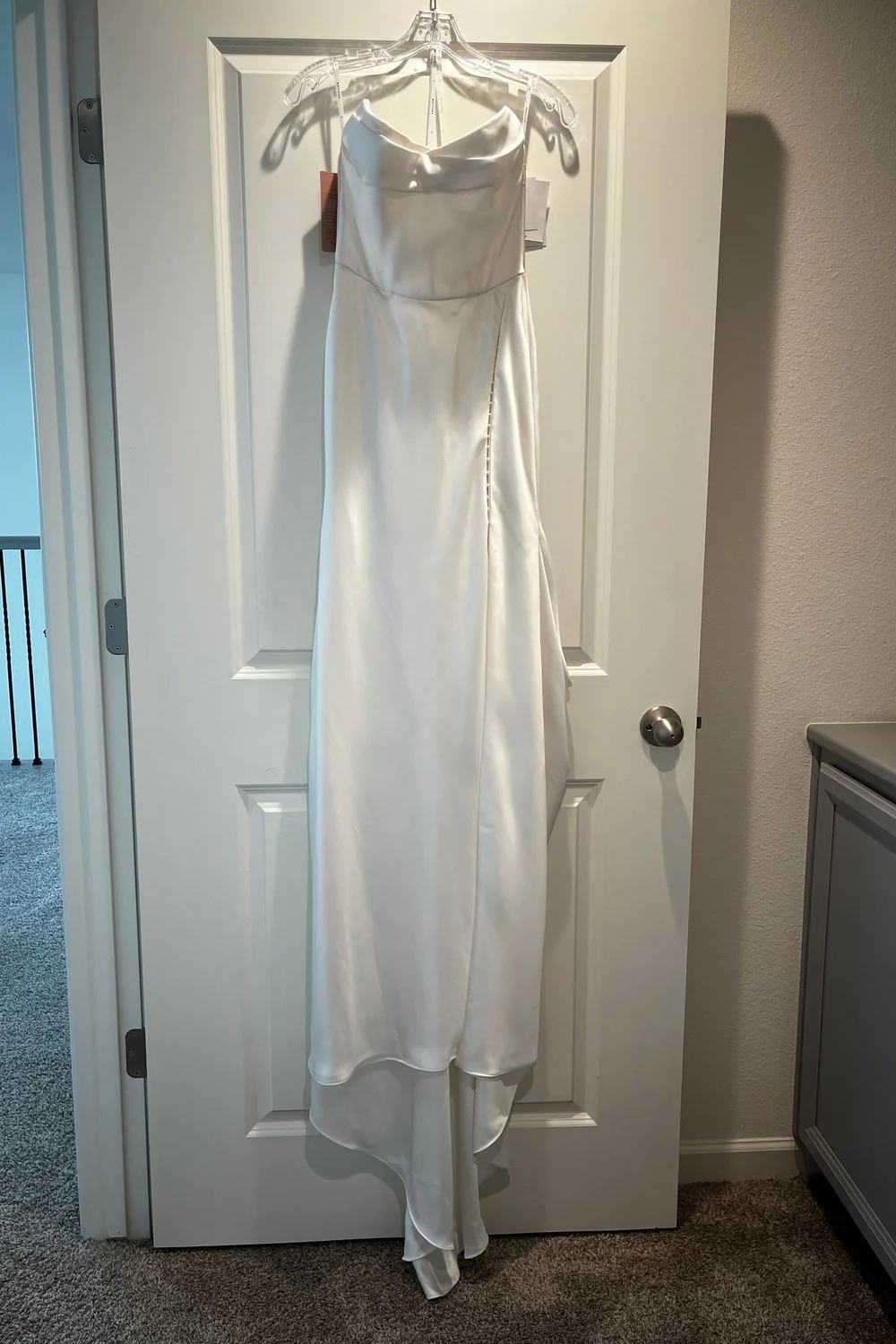 Watters Orlie Strapless Satin Sheath Wedding Gown - Image 2