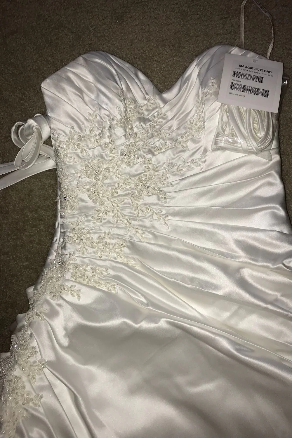 White Strapless wedding gown